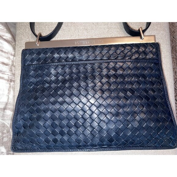 Bottega Veneta Intrecciato Navy Leather Two Way Bag - Picture 3 of 16